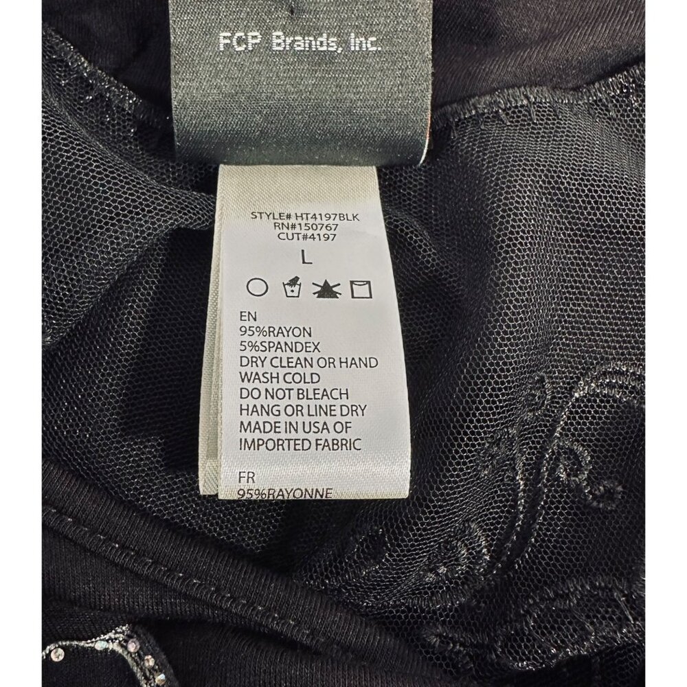 Harley-Davidson Womens Black Genuine Motorcycles Rhinestone & Lace Top Size L Se - Picture 5 of 14